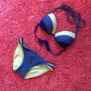Blue Color-block Bikini ~reversible~